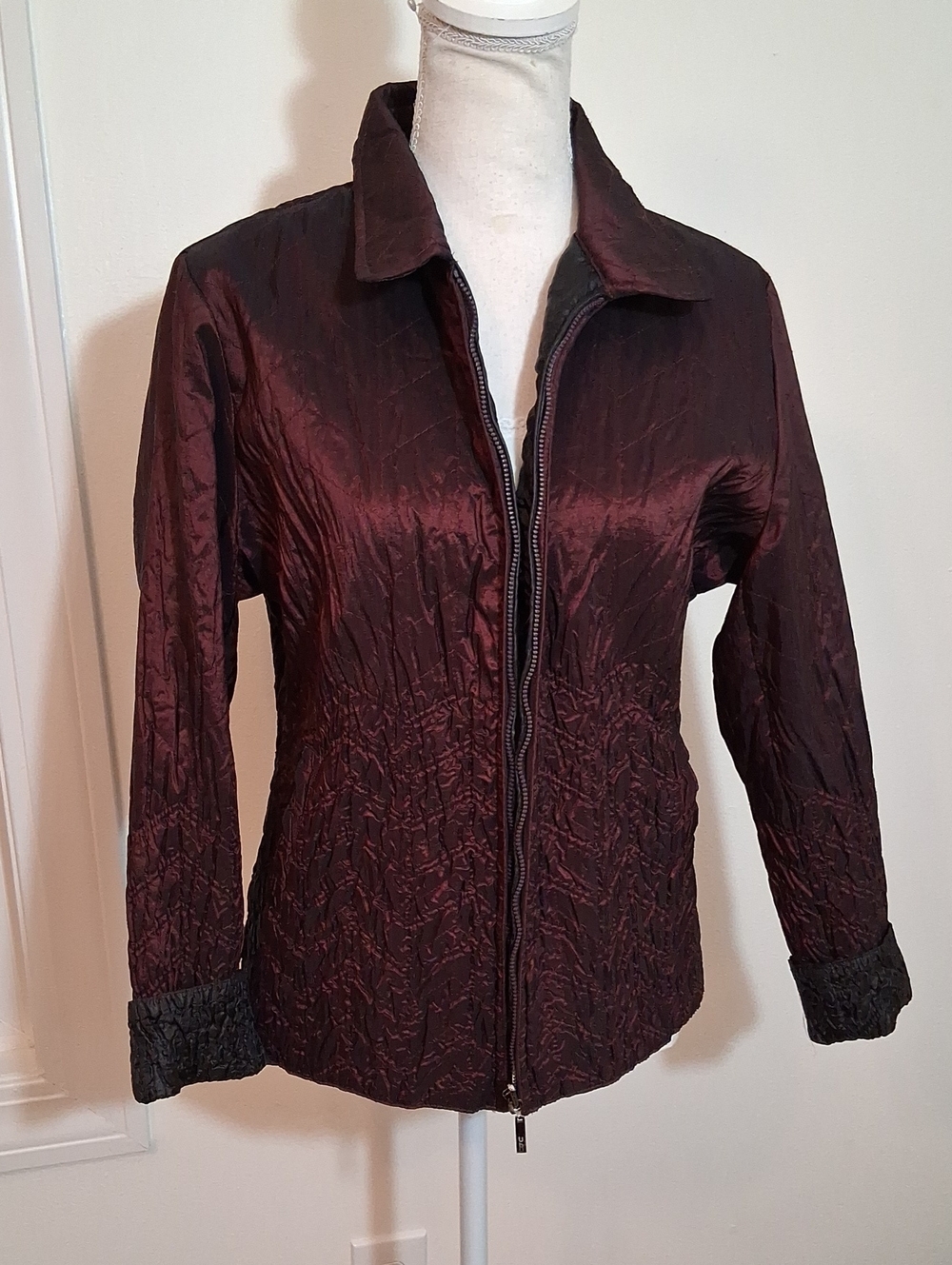Women's UbU Reversible Burgundy And Gray Lightweight  Zip Jacket